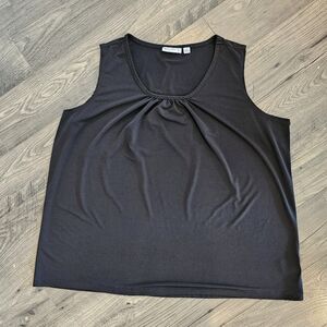 1X Black Relaxed Ruched Sleeveless Tank Top Closet Staple Basics Normcore Summer